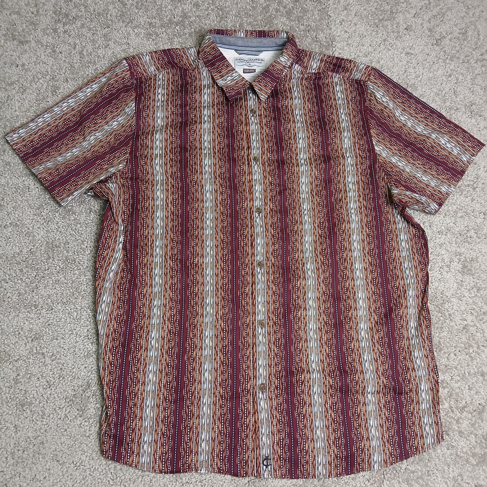 Cody James Mens 2XL Short Sleeve Western Button Down Shirt Striped Modern Fit - Picture 2 of 9